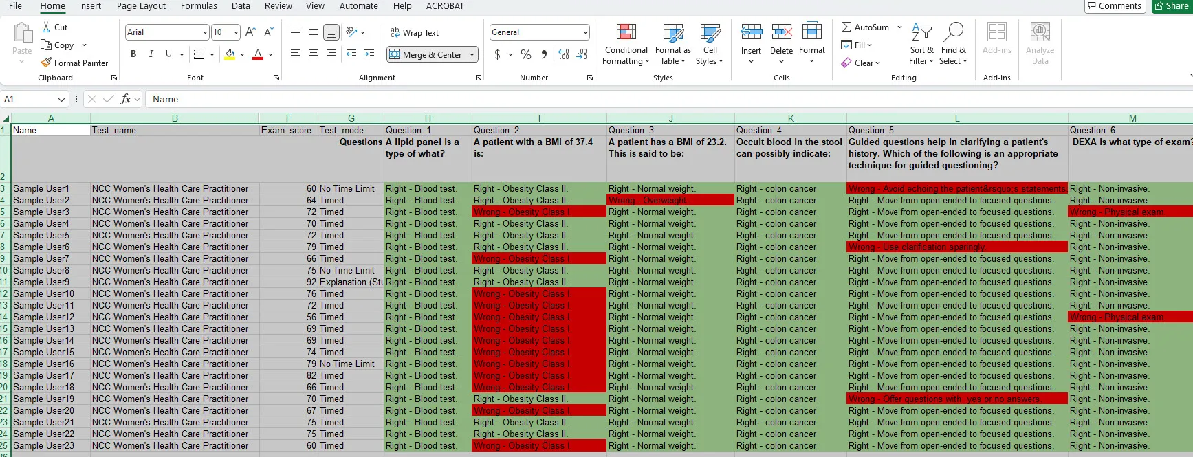 Detailed Test Report excel